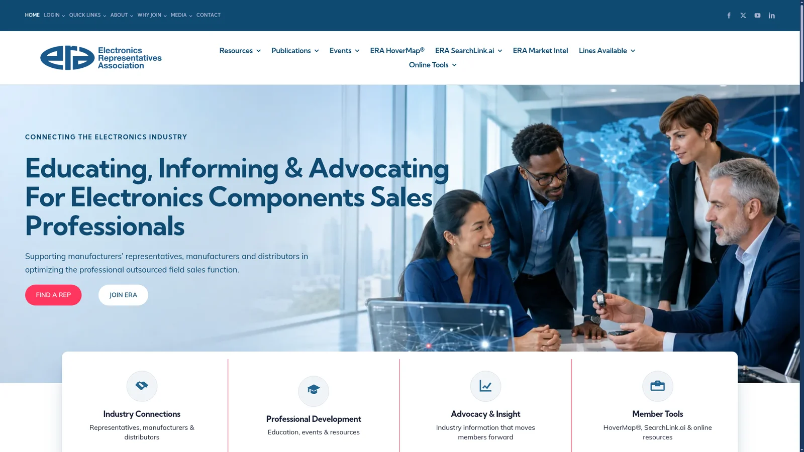 New ERA website homepage for the Electronics Representatives Association